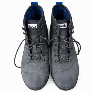 Keds Black Waterproof Duck Boots Lace Up Size 9 Plaid Lined